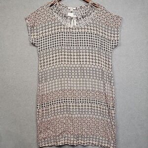 NEW Ella Moss Maternity Boho Floral Tunic Dress Sz L Short Sleeve Cutout Yoke